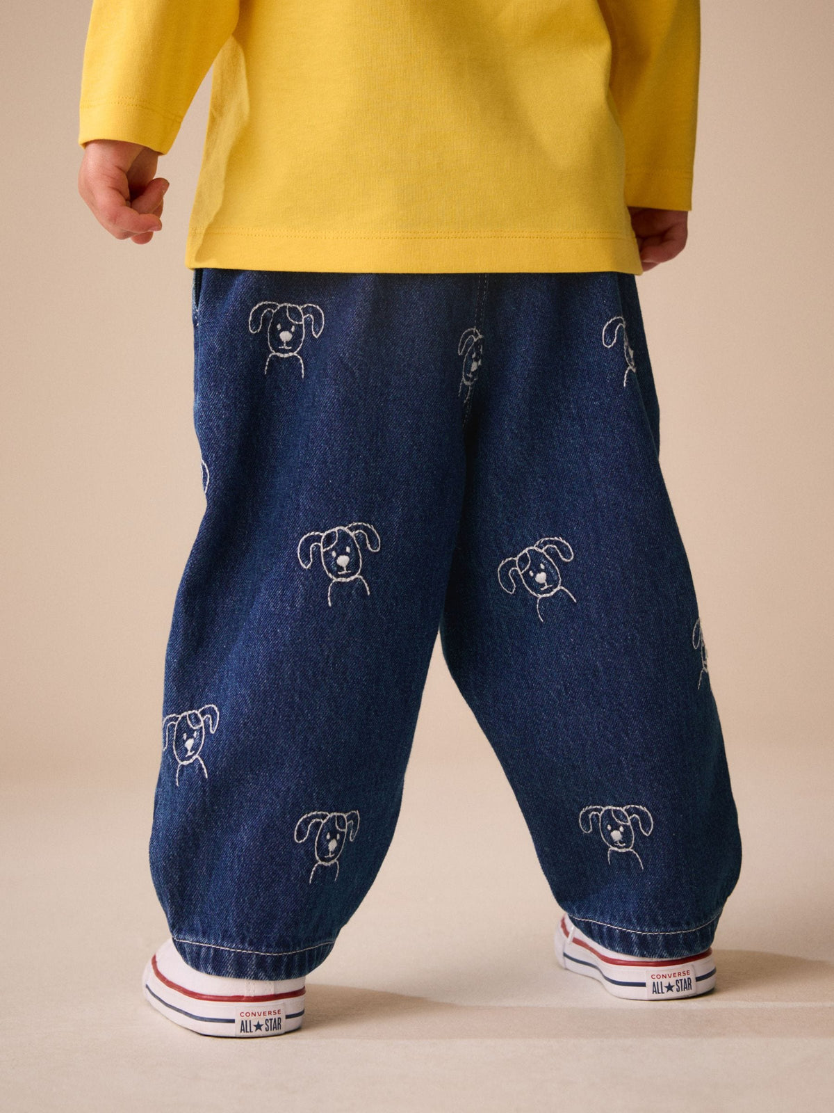 Dark Blue All Over Embroidered Wide Barrel Jeans (3mths-7yrs) - image 5