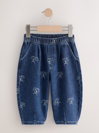 Dark Blue All Over Embroidered Wide Barrel Jeans (3mths-7yrs) - image 6
