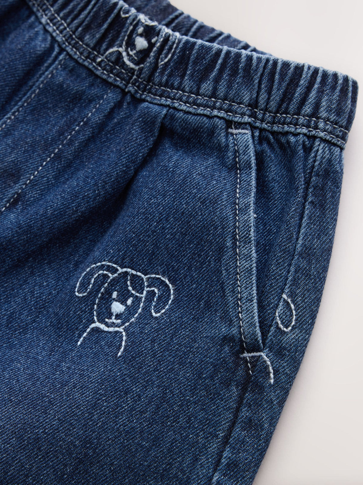 Dark Blue All Over Embroidered Wide Barrel Jeans (3mths-7yrs) - image 8