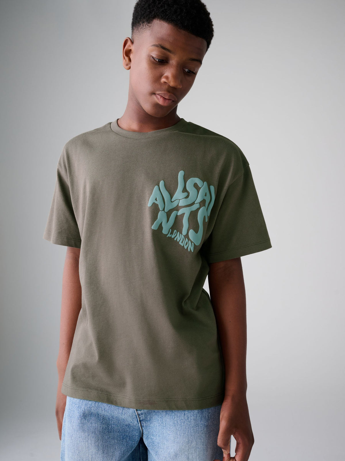 smALLSAINTS Khaki Green Oversized Orlando Logo Crew T-Shirt - image 2