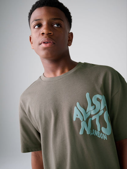 smALLSAINTS Khaki Green Oversized Orlando Logo Crew T-Shirt - image 3