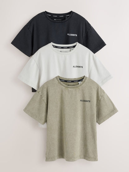 smALLSAINTS Washed Grey/Black Logo Crew Relaxed T-Shirts 3 Pack - image 1