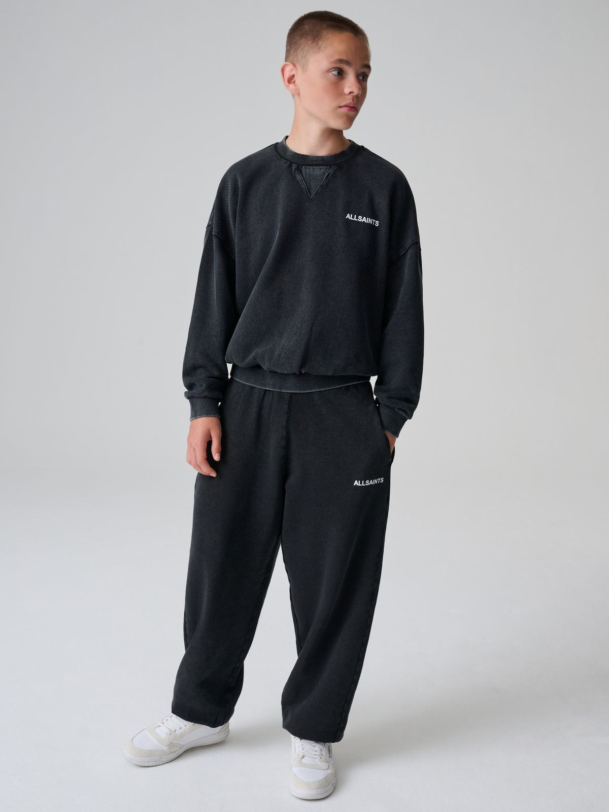 smALLSAINTS Washed Black Textured Sweatshirt and Joggers Set - image 1
