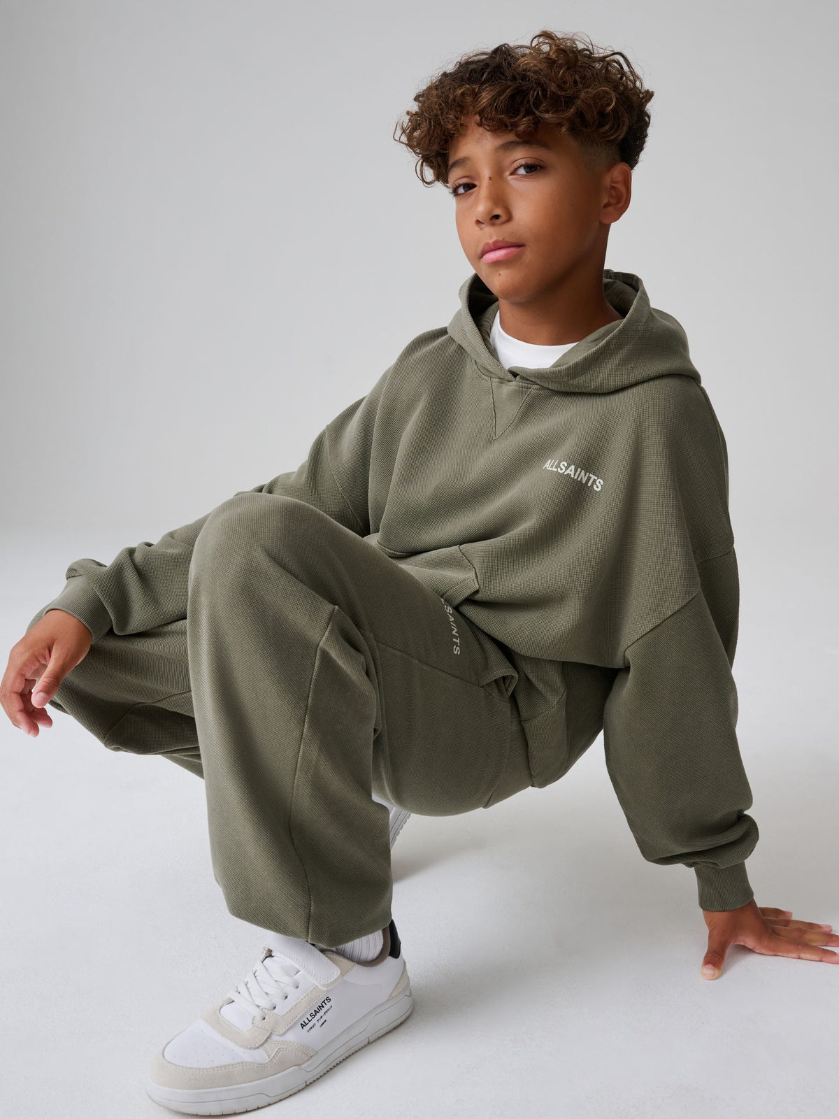SmALLSAINTS Khaki Green Block Logo Washed Hoodie and Jogger Set - image 4