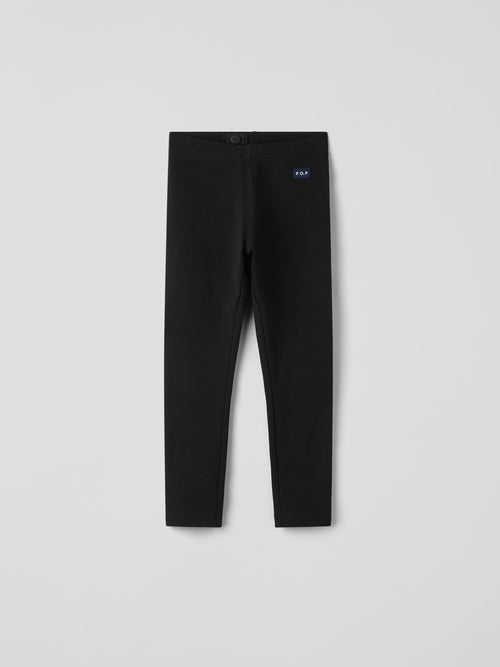 Polarn O. Pyret Black Cotton Plain Leggings image 1