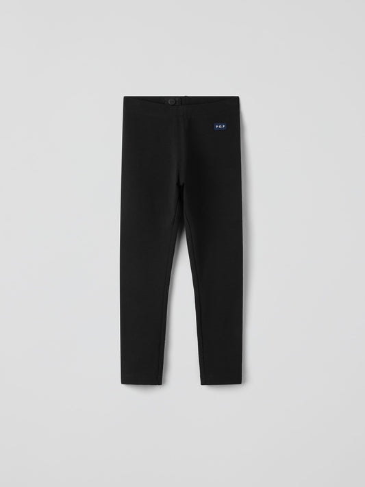 Polarn O. Pyret Black Cotton Plain Leggings image 1