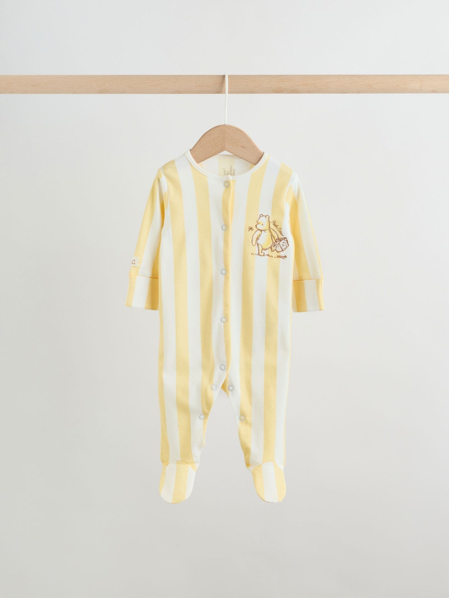 Yellow Winnie the Pooh Baby Sleepsuits 3 Pack (0mths-2yrs) image 2
