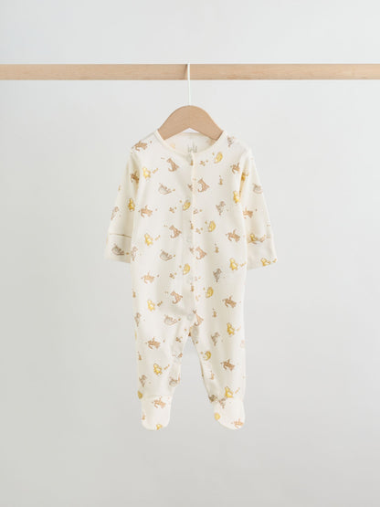 Yellow Winnie the Pooh Baby Sleepsuits 3 Pack (0mths-2yrs) image 3