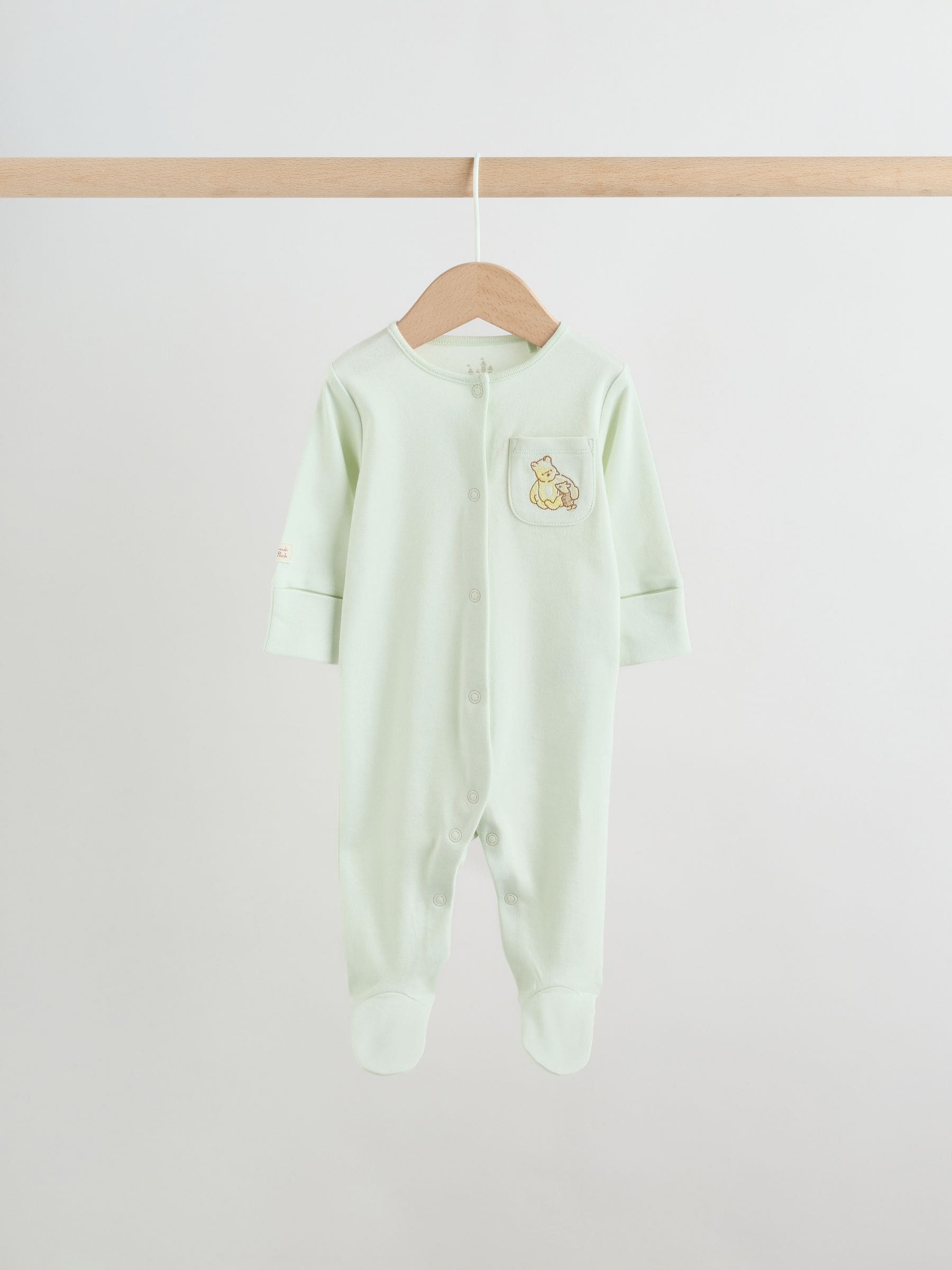 Yellow Winnie the Pooh Baby Sleepsuits 3 Pack (0mths-2yrs) image 4