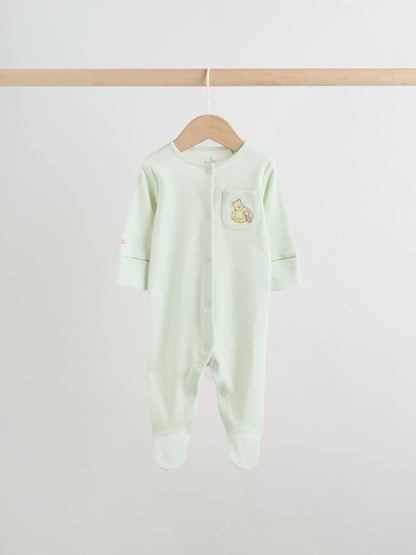 Yellow Winnie the Pooh Baby Sleepsuits 3 Pack (0mths-2yrs) image 4