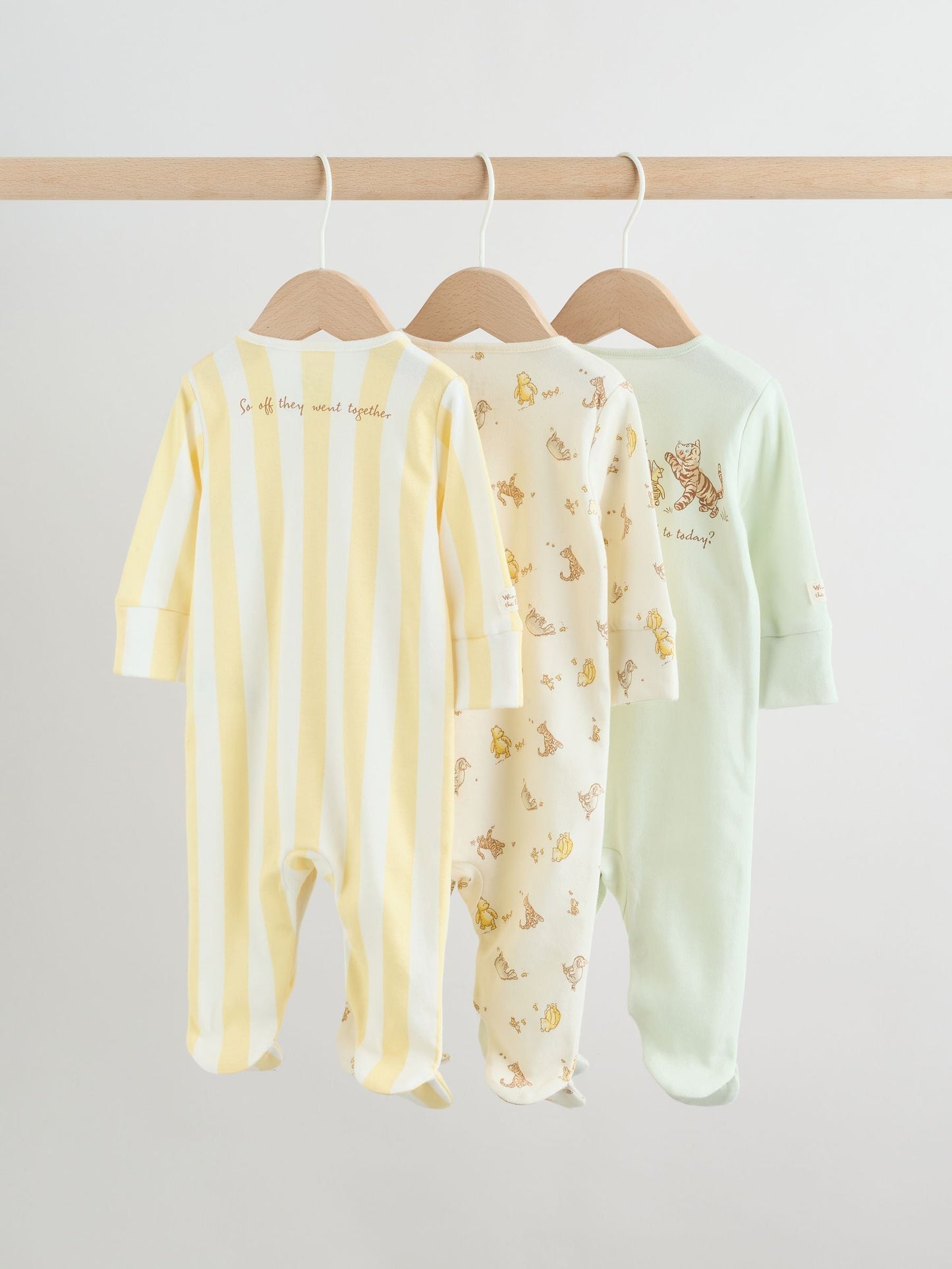 Yellow Winnie the Pooh Baby Sleepsuits 3 Pack (0mths-2yrs) image 5