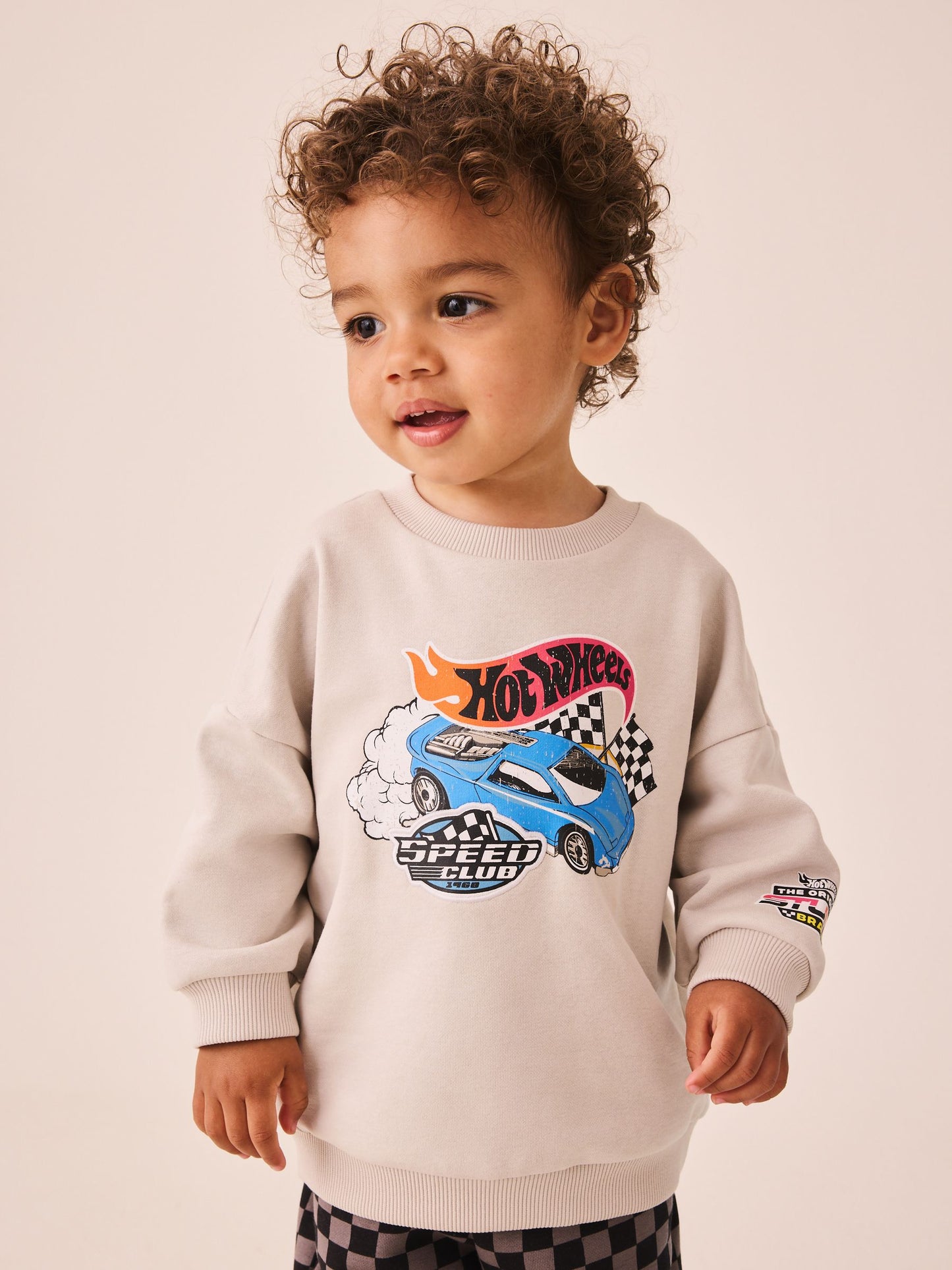 Grey Checkerboard Hot Wheels Crew And Jogger Set (9mths-8yrs) image 2