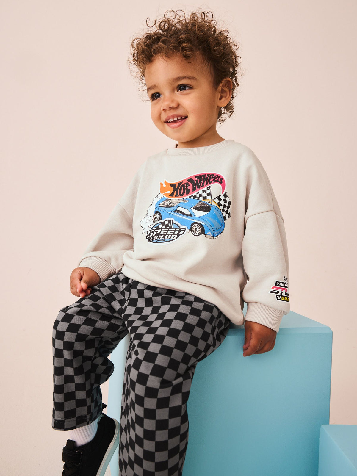 Dsiney Kidz - Grey Checkerboard Hot Wheels Crew And Jogger Set (9mths-8yrs) image 3