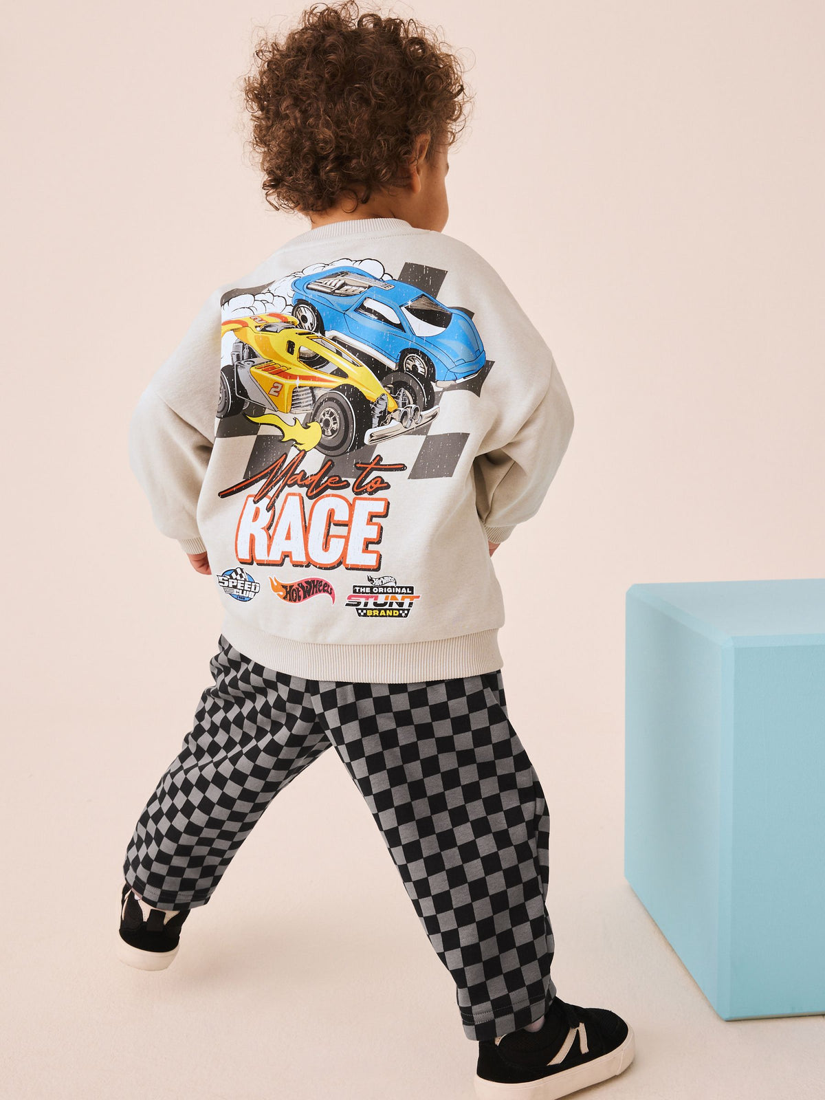 Dsiney Kidz - Grey Checkerboard Hot Wheels Crew And Jogger Set (9mths-8yrs) image 5