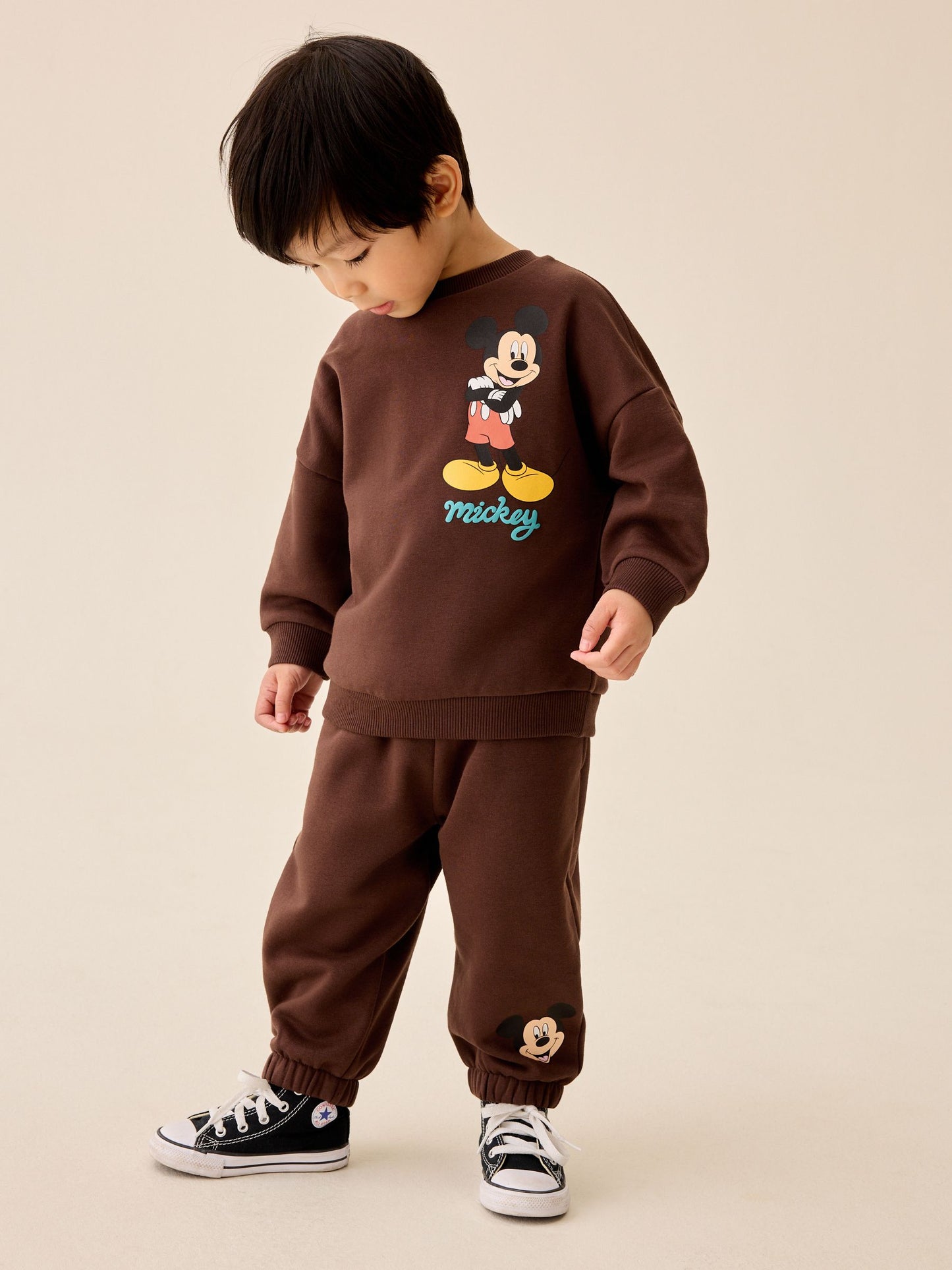 Dsiney Kidz - Chocolate Brown Mickey Mouse Crew Neck Sweat Top and Joggers Set (3mths-8yrs) image 2