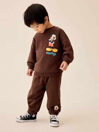 Dsiney Kidz - Chocolate Brown Mickey Mouse Crew Neck Sweat Top and Joggers Set (3mths-8yrs) image 2