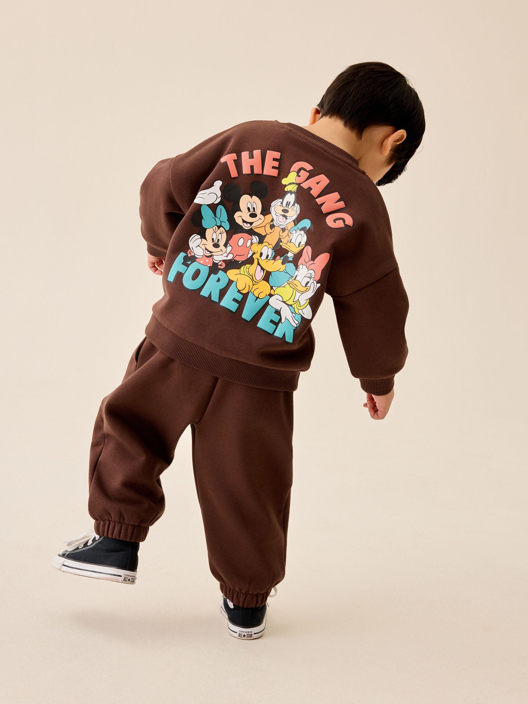 Dsiney Kidz - Chocolate Brown Mickey Mouse Crew Neck Sweat Top and Joggers Set (3mths-8yrs) image 4