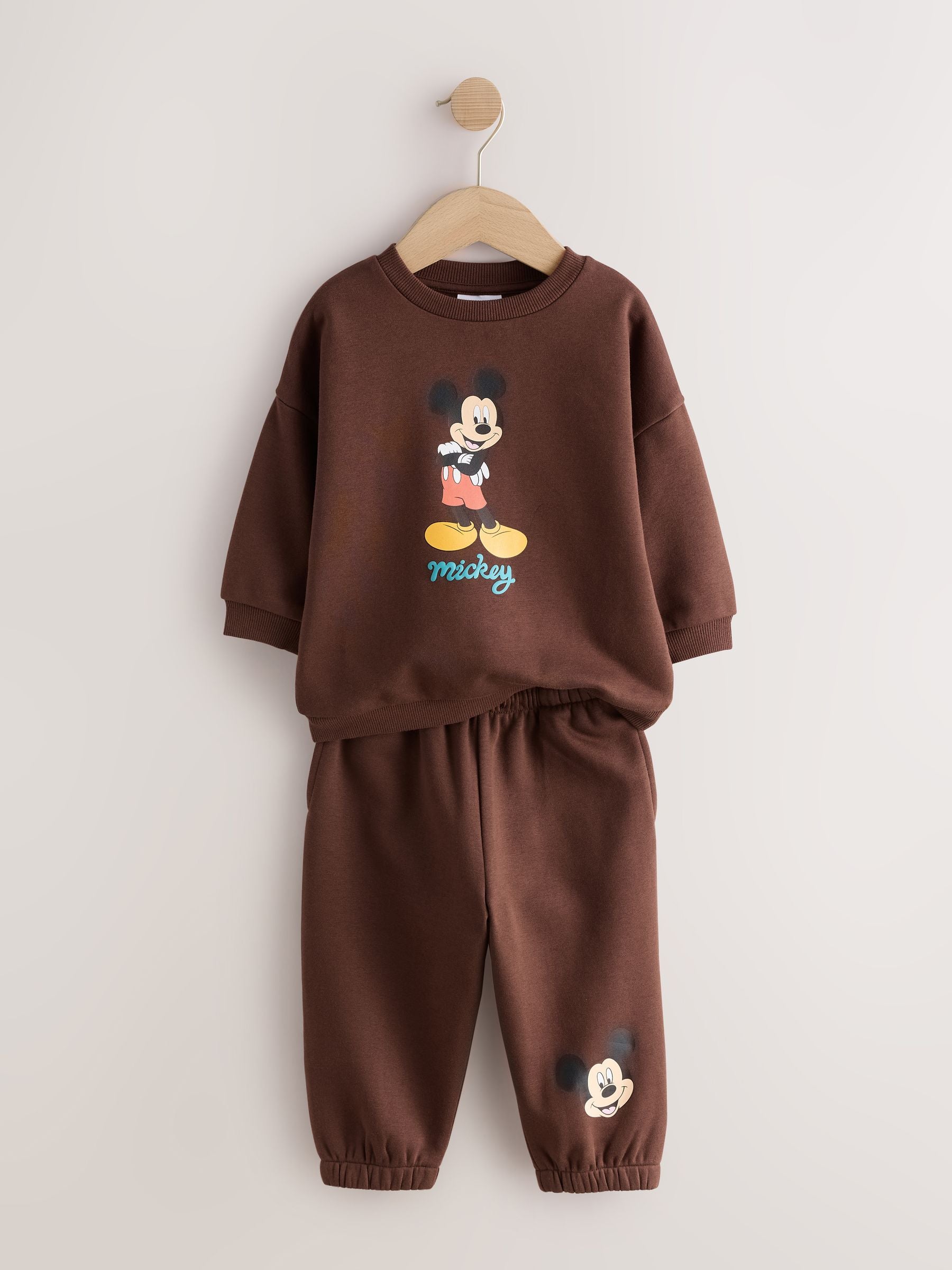 Dsiney Kidz - Chocolate Brown Mickey Mouse Crew Neck Sweat Top and Joggers Set (3mths-8yrs) image 7