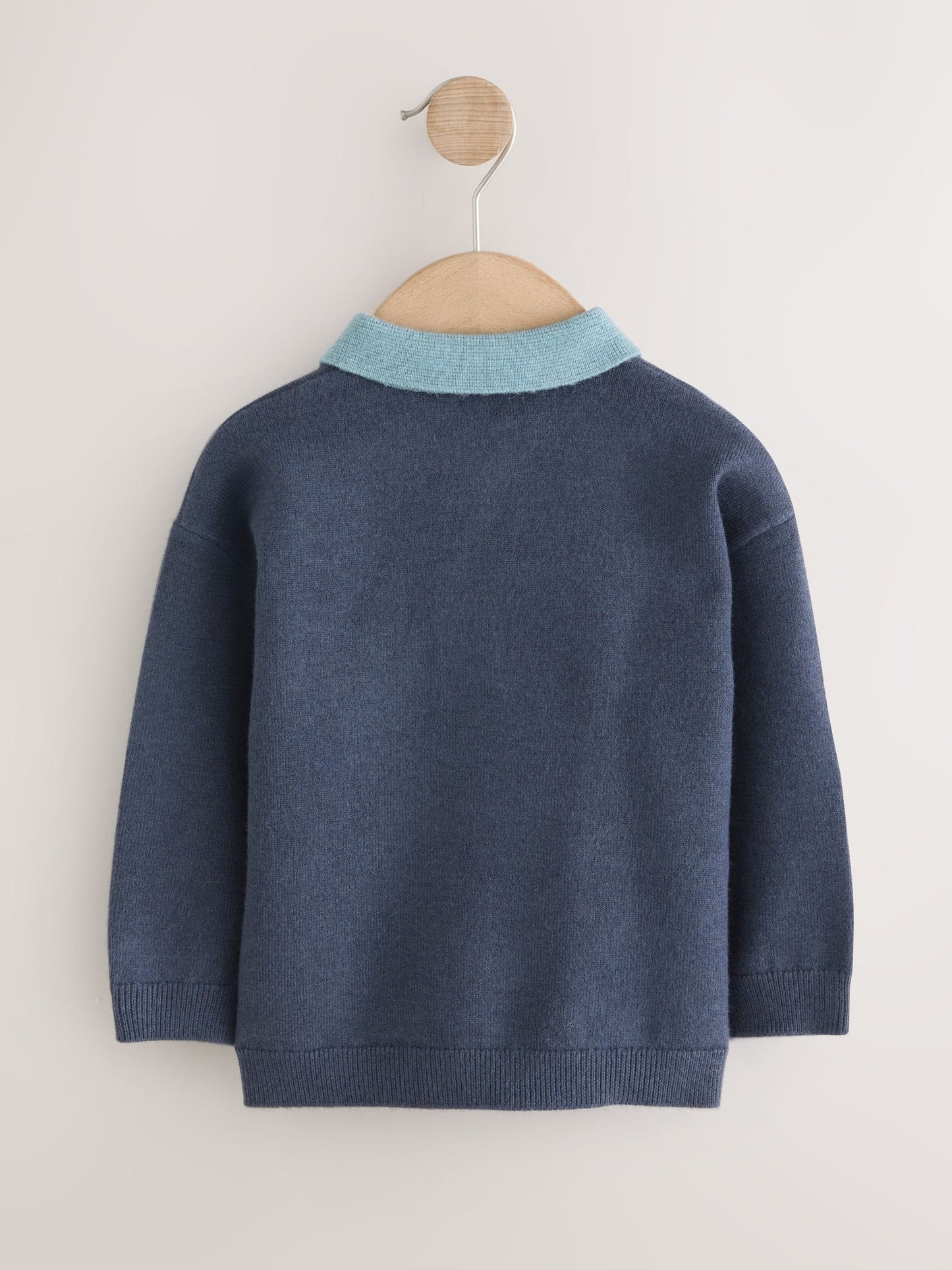 Dsiney Kidz - Navy Blue Contrast Collar Button Neck Knitted Polo Shirt (3mths-7yrs) image 5
