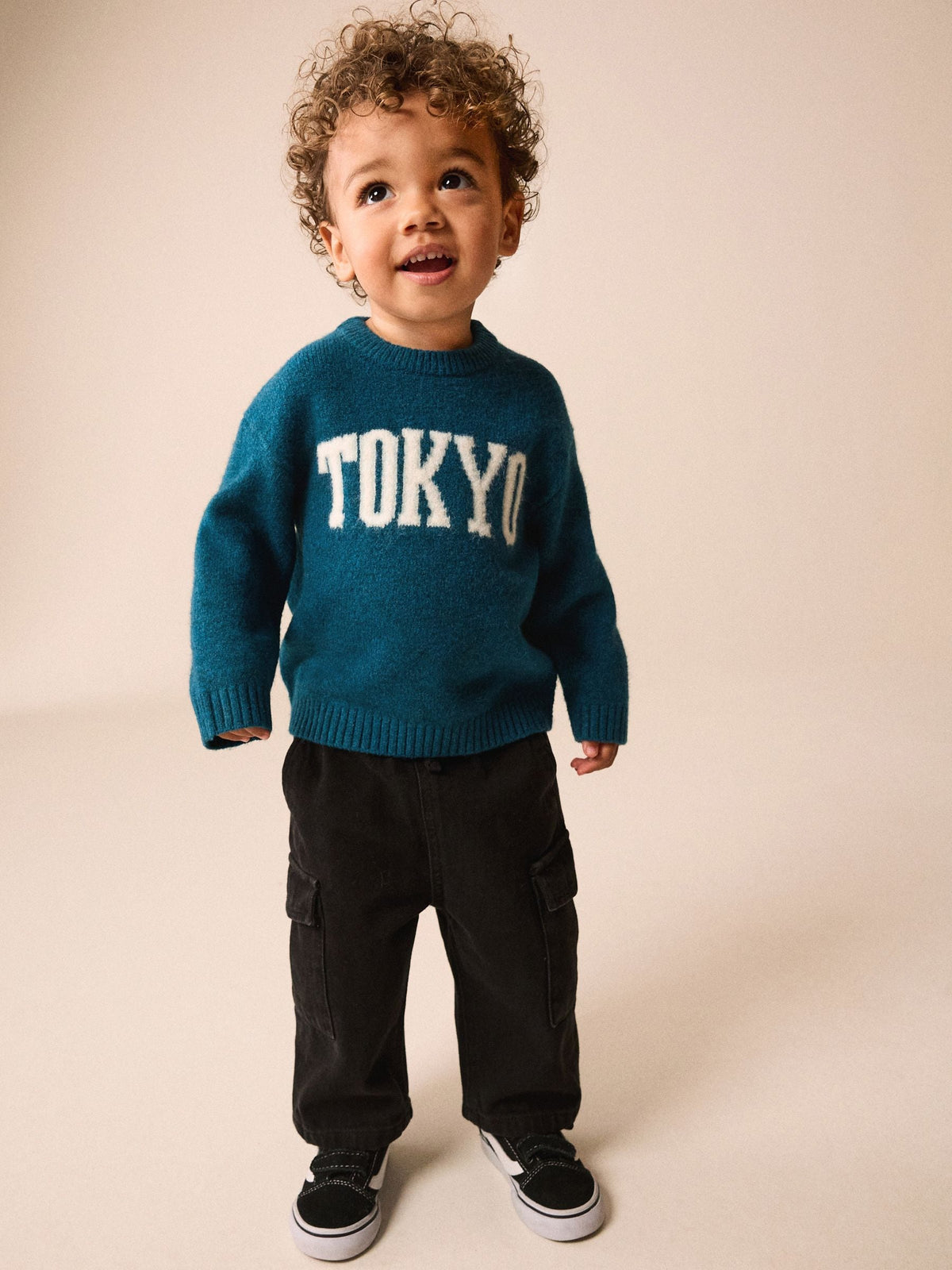 Teal Blue Tokyo Knitted Crew Neck Jumper (3mths-7yrs) - image 2