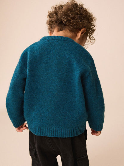 Teal Blue Tokyo Knitted Crew Neck Jumper (3mths-7yrs) - image 3