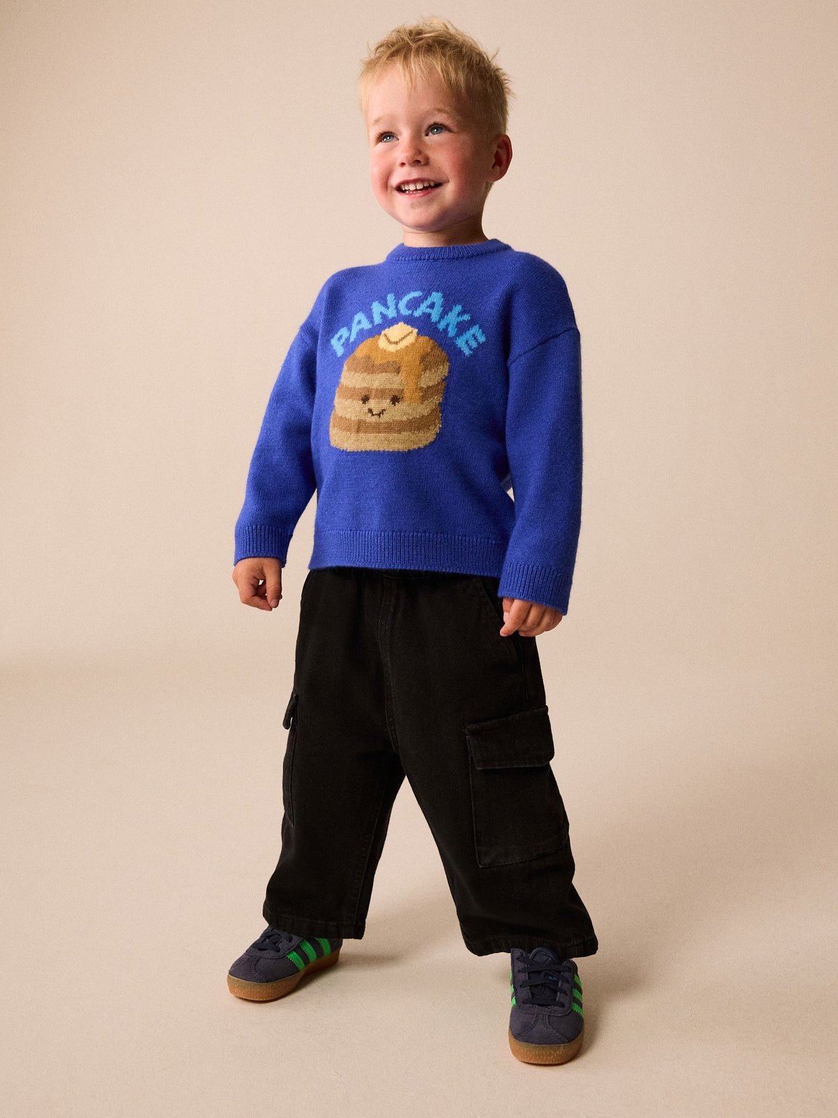 Bright Blue Pancake Character Knitted Crew Neck Jumper (3mths-7yrs) - image 2