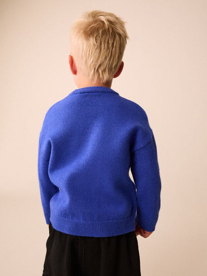 Bright Blue Pancake Character Knitted Crew Neck Jumper (3mths-7yrs) - image 3