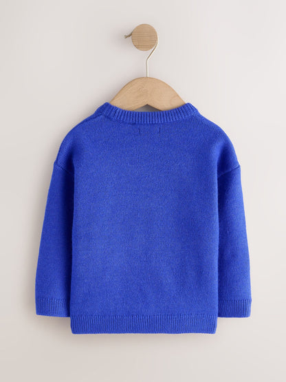Bright Blue Pancake Character Knitted Crew Neck Jumper (3mths-7yrs) - image 6