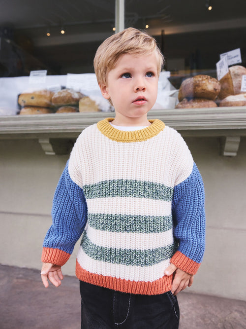 Dsiney Kidz - Multi Striped Multicolour Knitted Crew Jumper (3mths-7yrs) image 1