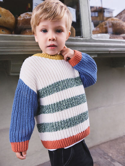 Dsiney Kidz - Multi Striped Multicolour Knitted Crew Jumper (3mths-7yrs) image 2