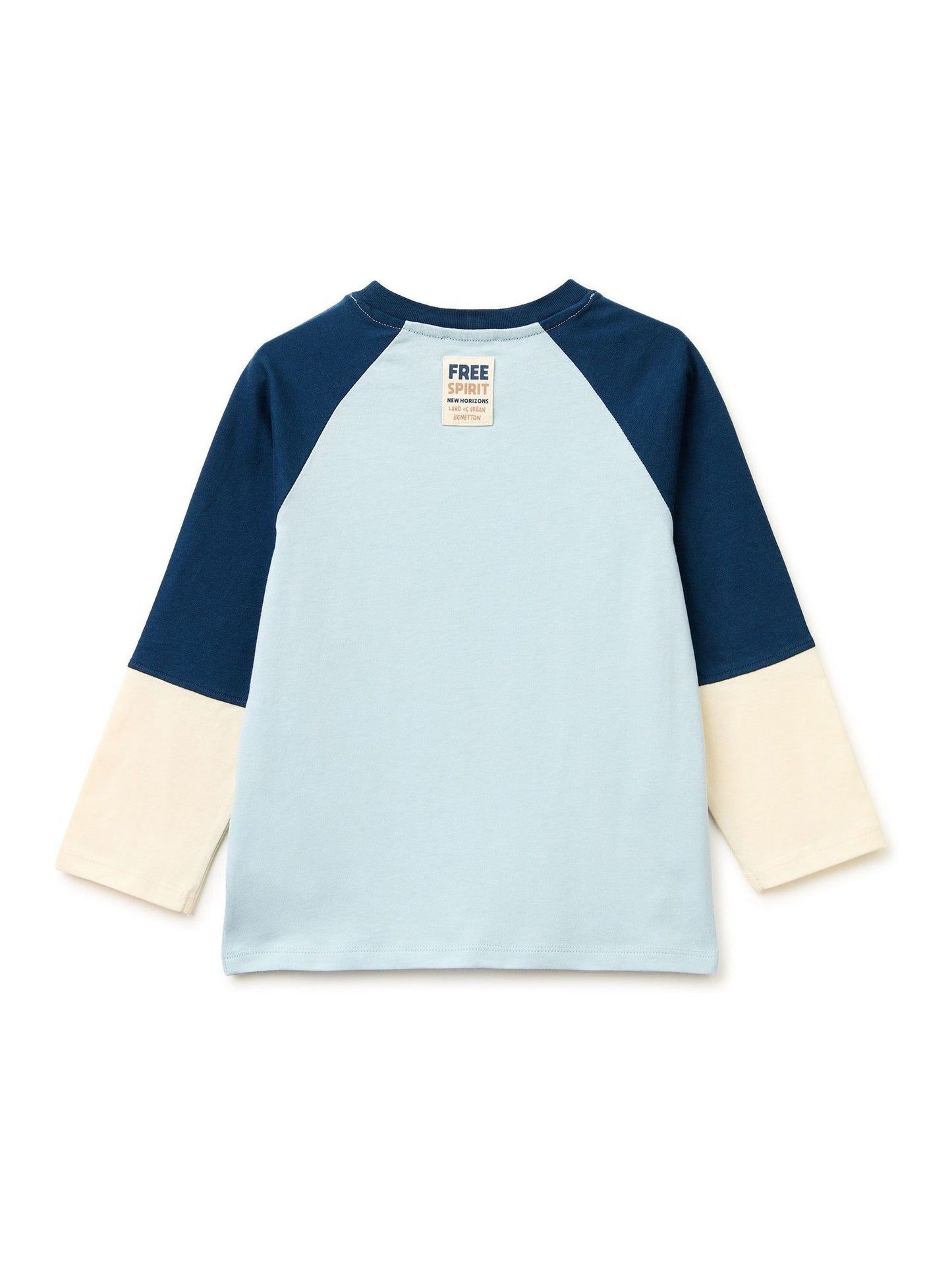 Benetton Blue Raglan Colour Block T-Shirt image 2