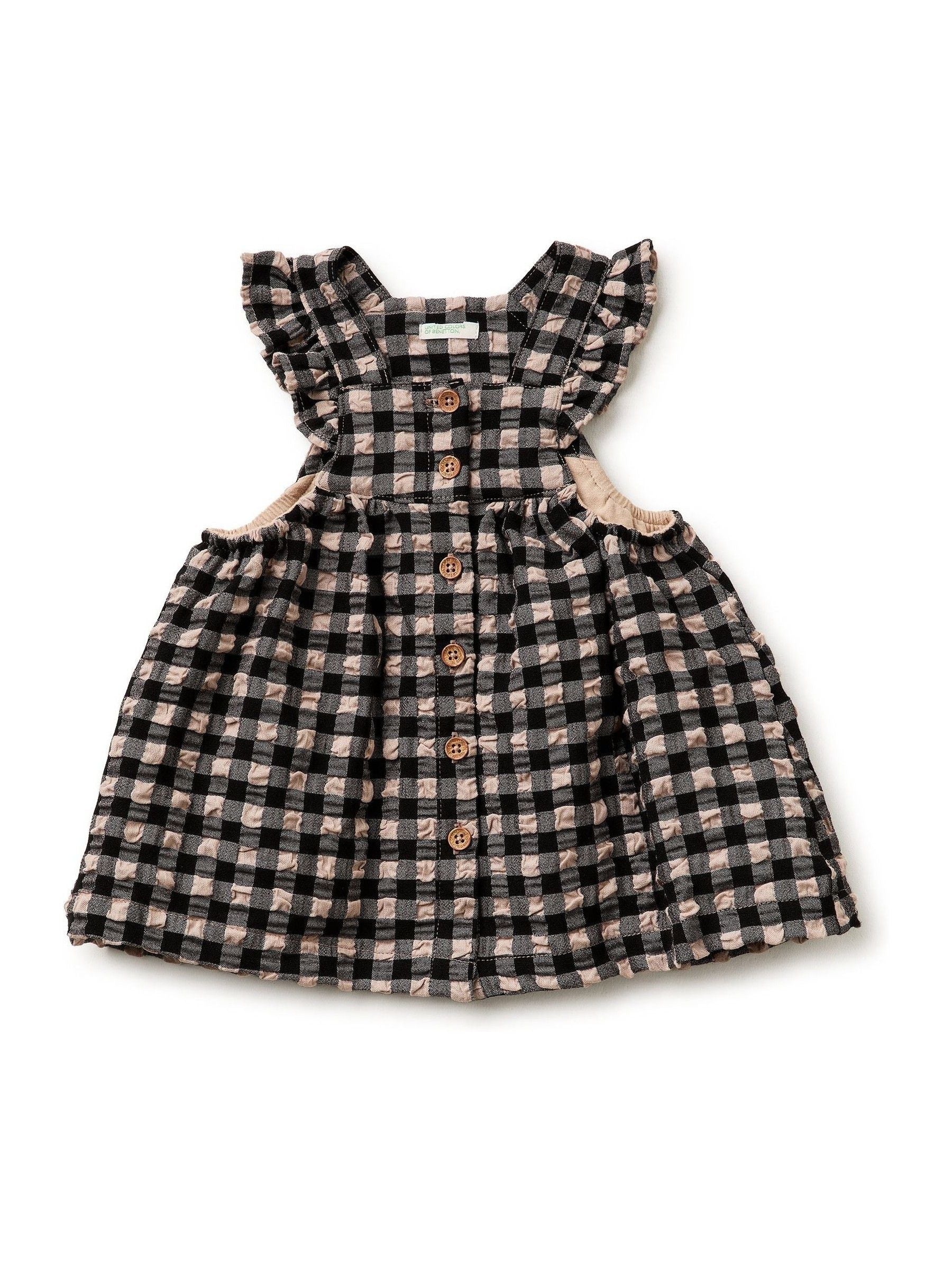 Benetton Brown Seersucker Gingham Dress image 1
