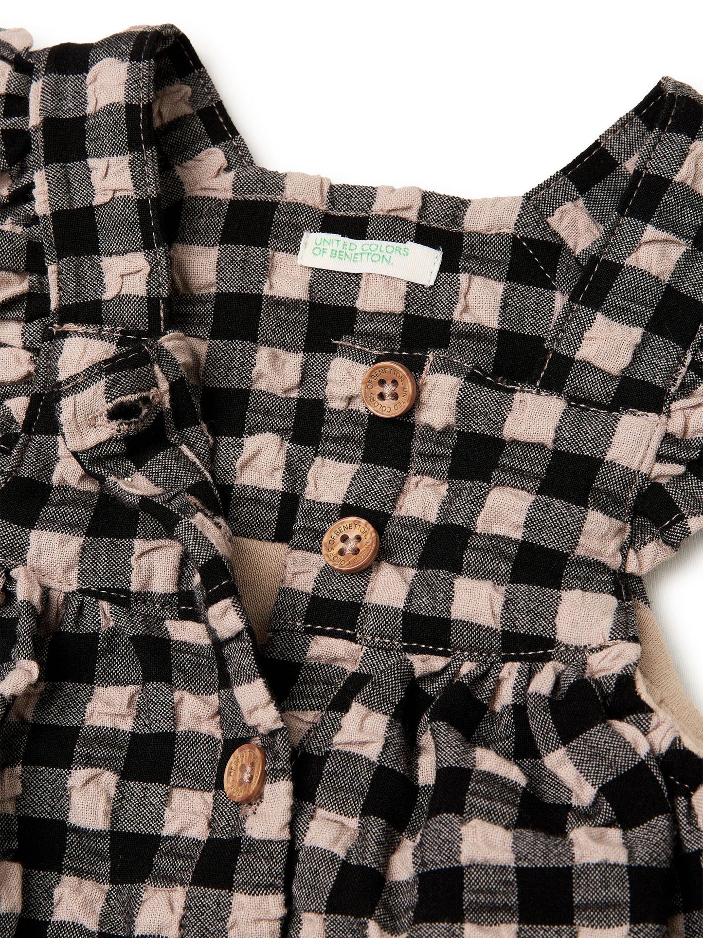 Benetton Brown Seersucker Gingham Dress image 3