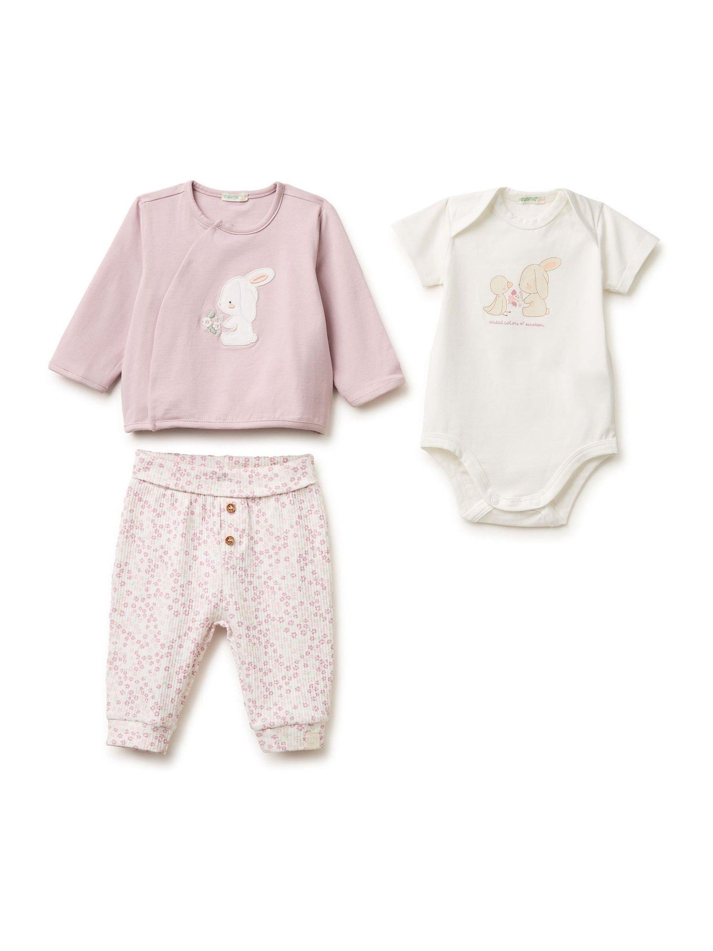 Benetton Nude Bunny Detail Top & Leggings Set 3 Piece image 1