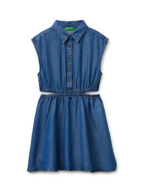 Benetton Blue Cut Out Shirt Dress image 1