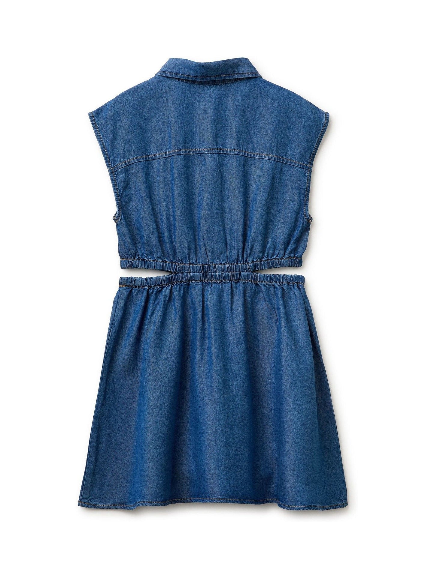 Benetton Blue Cut Out Shirt Dress image 2