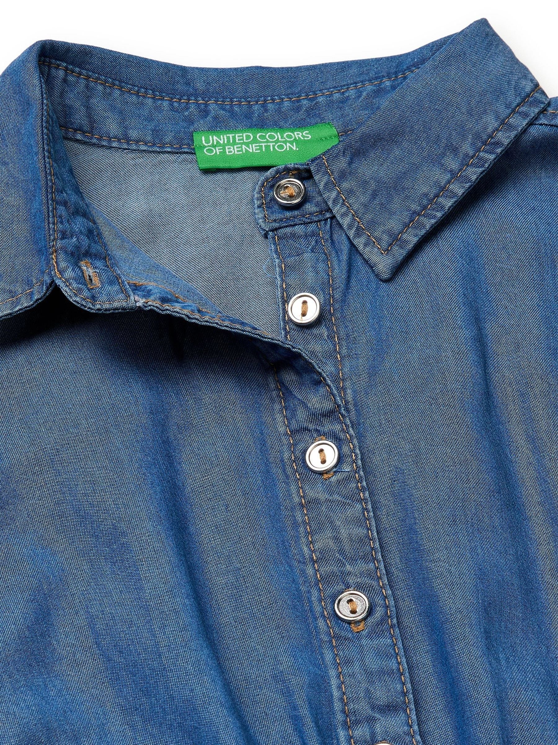 Benetton Blue Cut Out Shirt Dress image 3