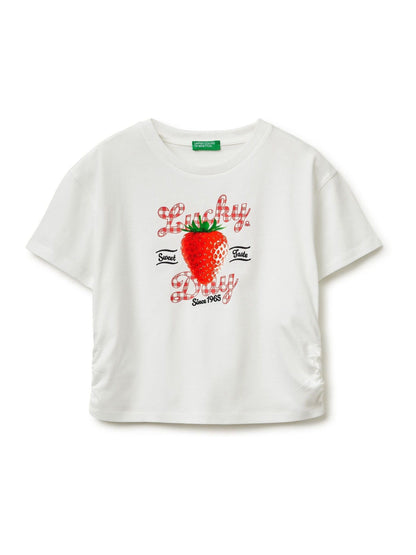 Dsiney Kidz - Benetton Cream Strawberry Print T-Shirt image 1