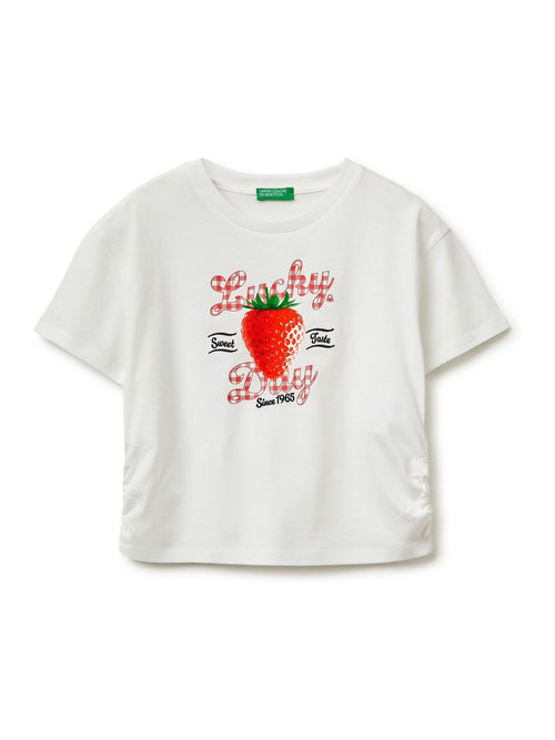 Dsiney Kidz - Benetton Cream Strawberry Print T-Shirt image 1