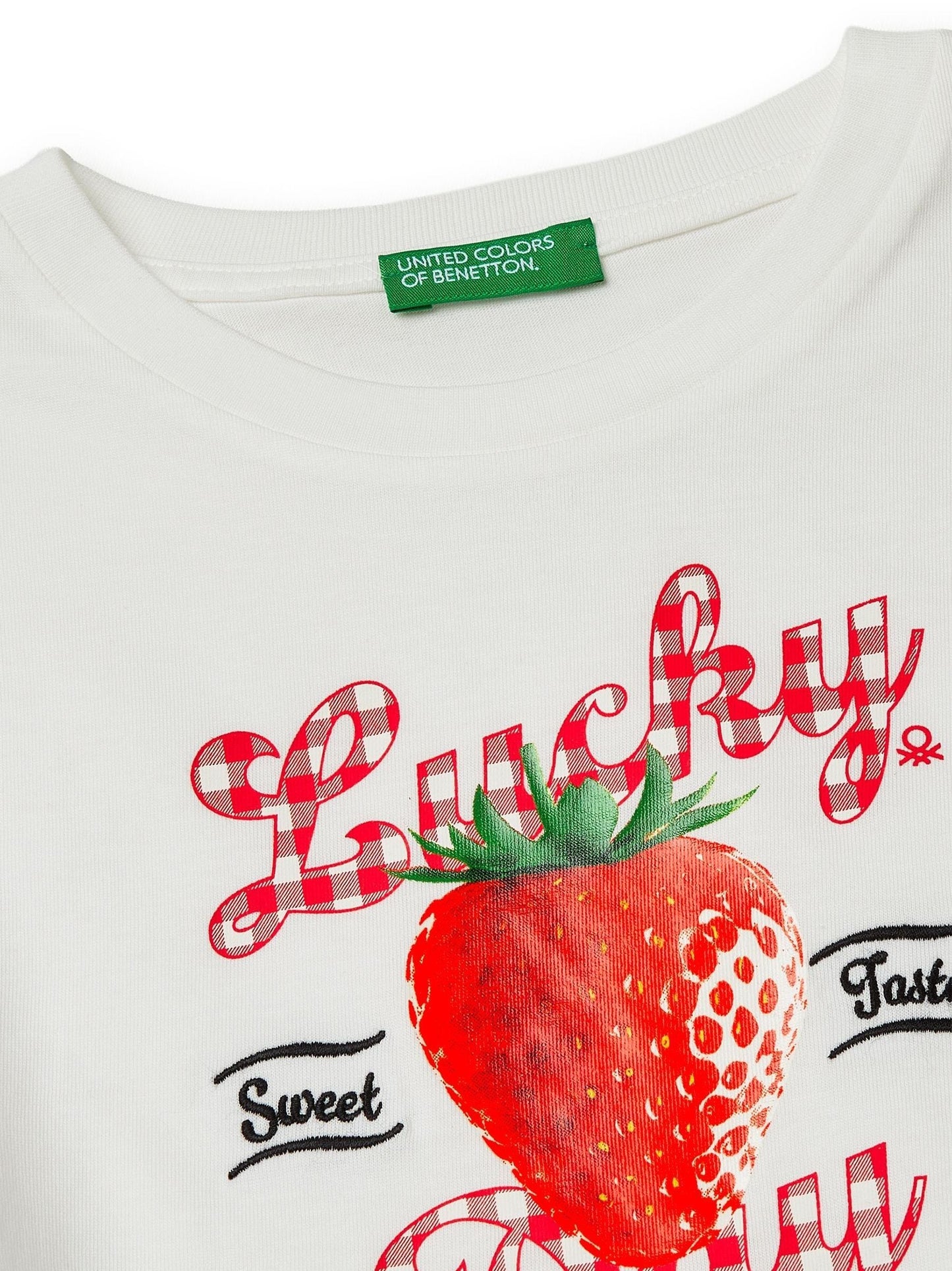 Dsiney Kidz - Benetton Cream Strawberry Print T-Shirt image 3