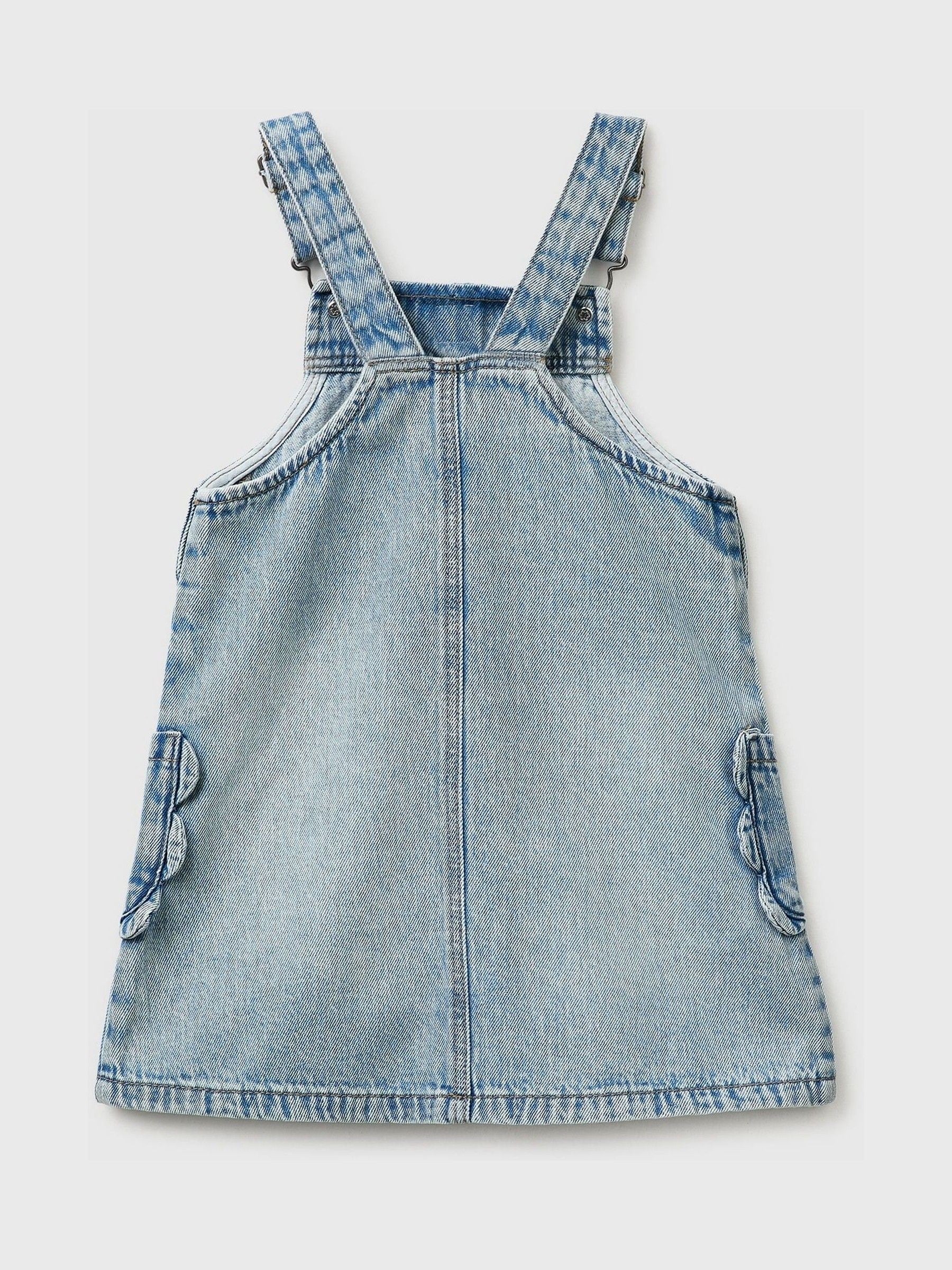 Benetton Blue Denim Dungaree Dress image 2