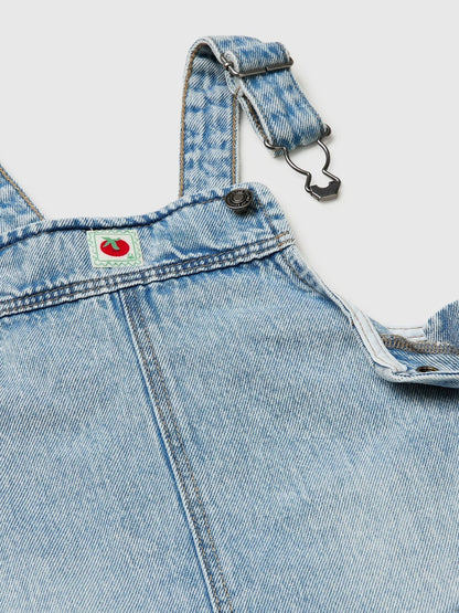 Benetton Blue Denim Dungaree Dress image 3