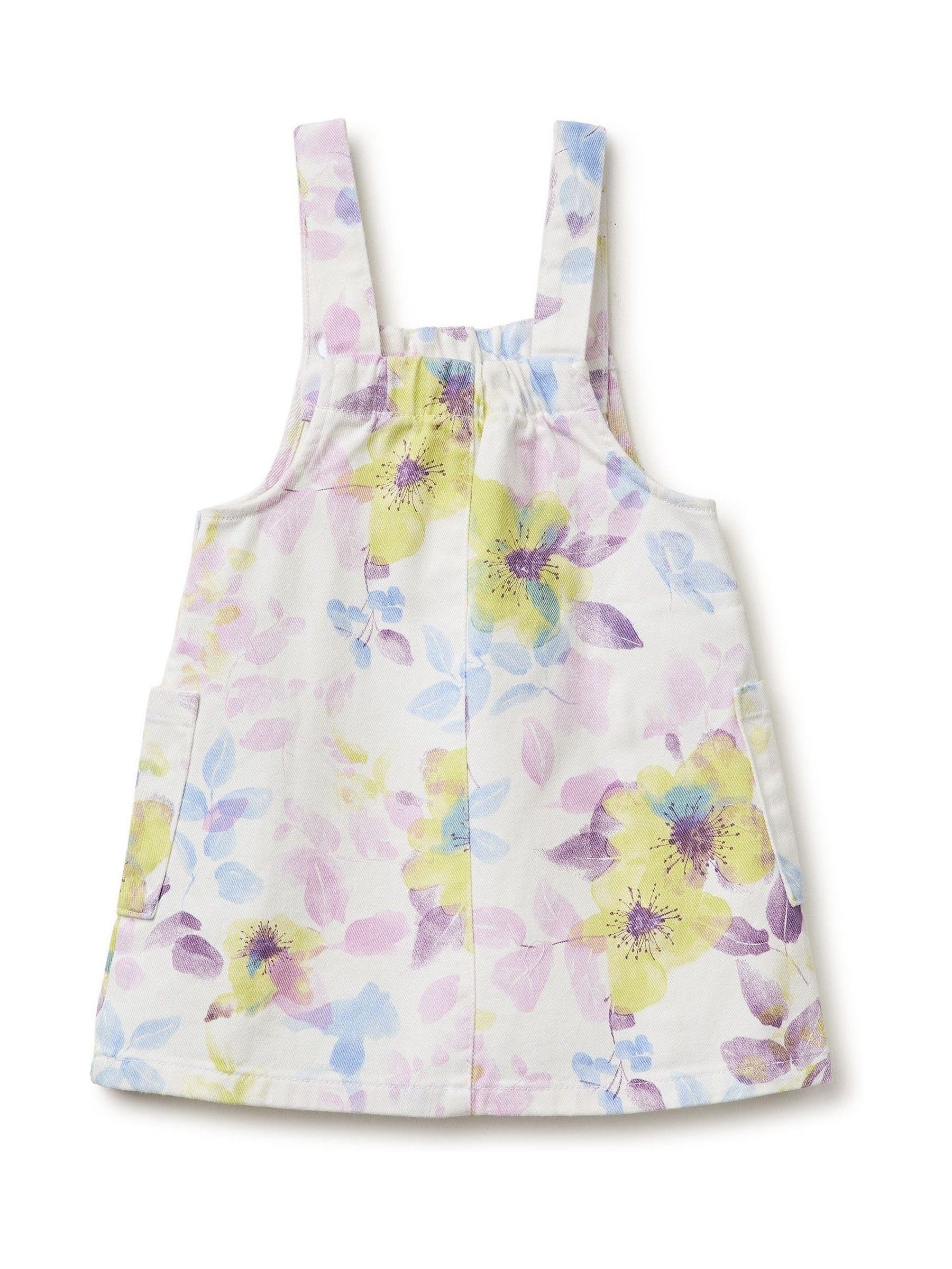 Benetton White Printed Dungaree Dress image 2