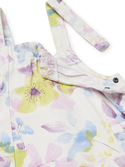 Benetton White Printed Dungaree Dress image 3