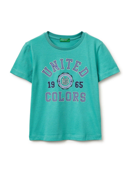 Benetton Blue Logo Print T-Shirt image 1