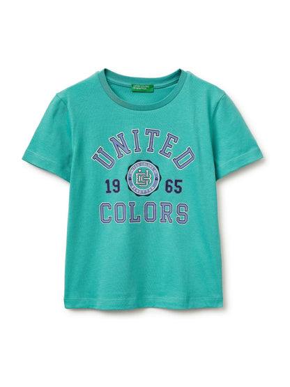 Benetton Blue Logo Print T-Shirt image 1