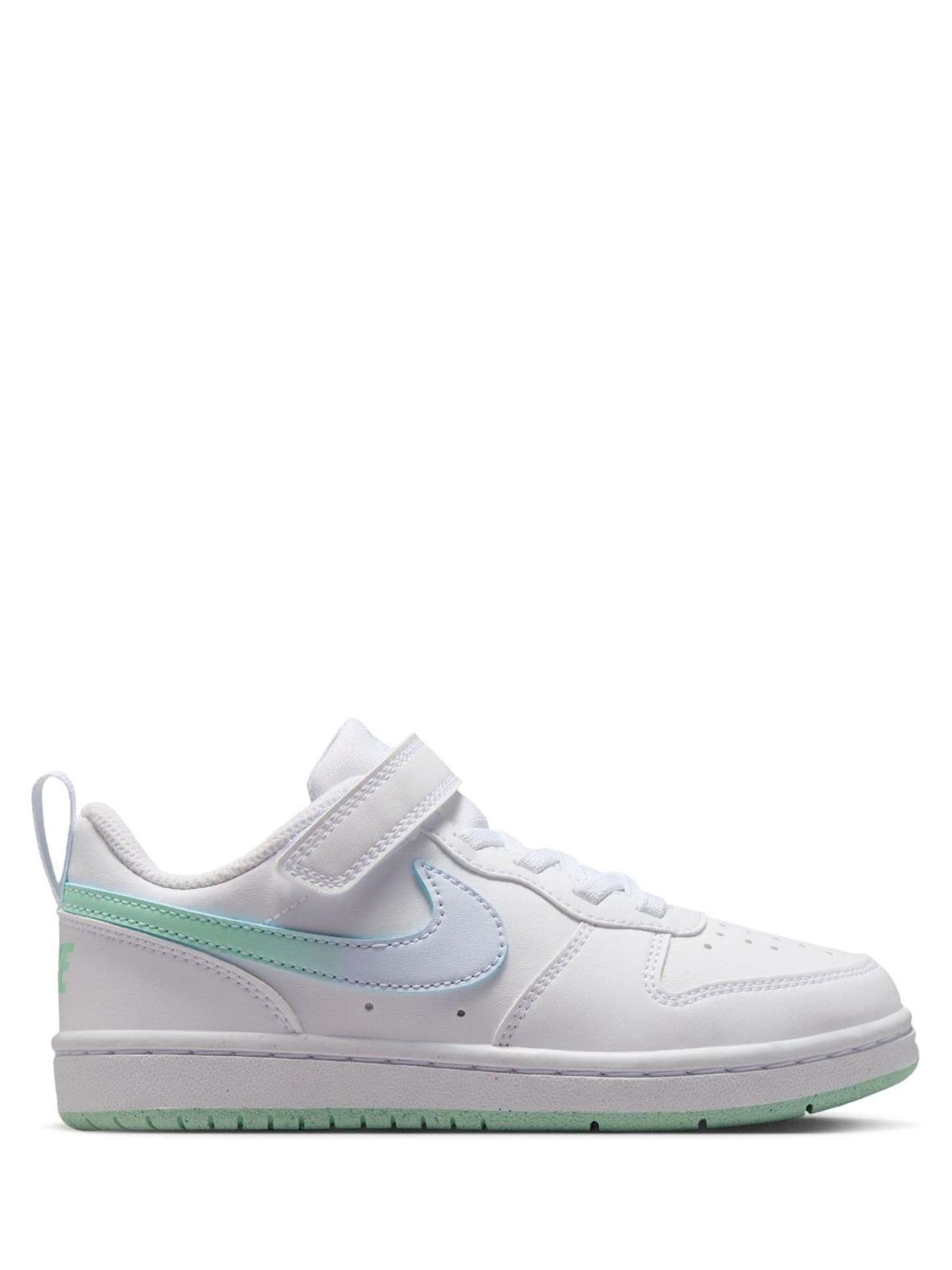 Nike White Arctic Green Junior Court Borough Low Trainers image 1