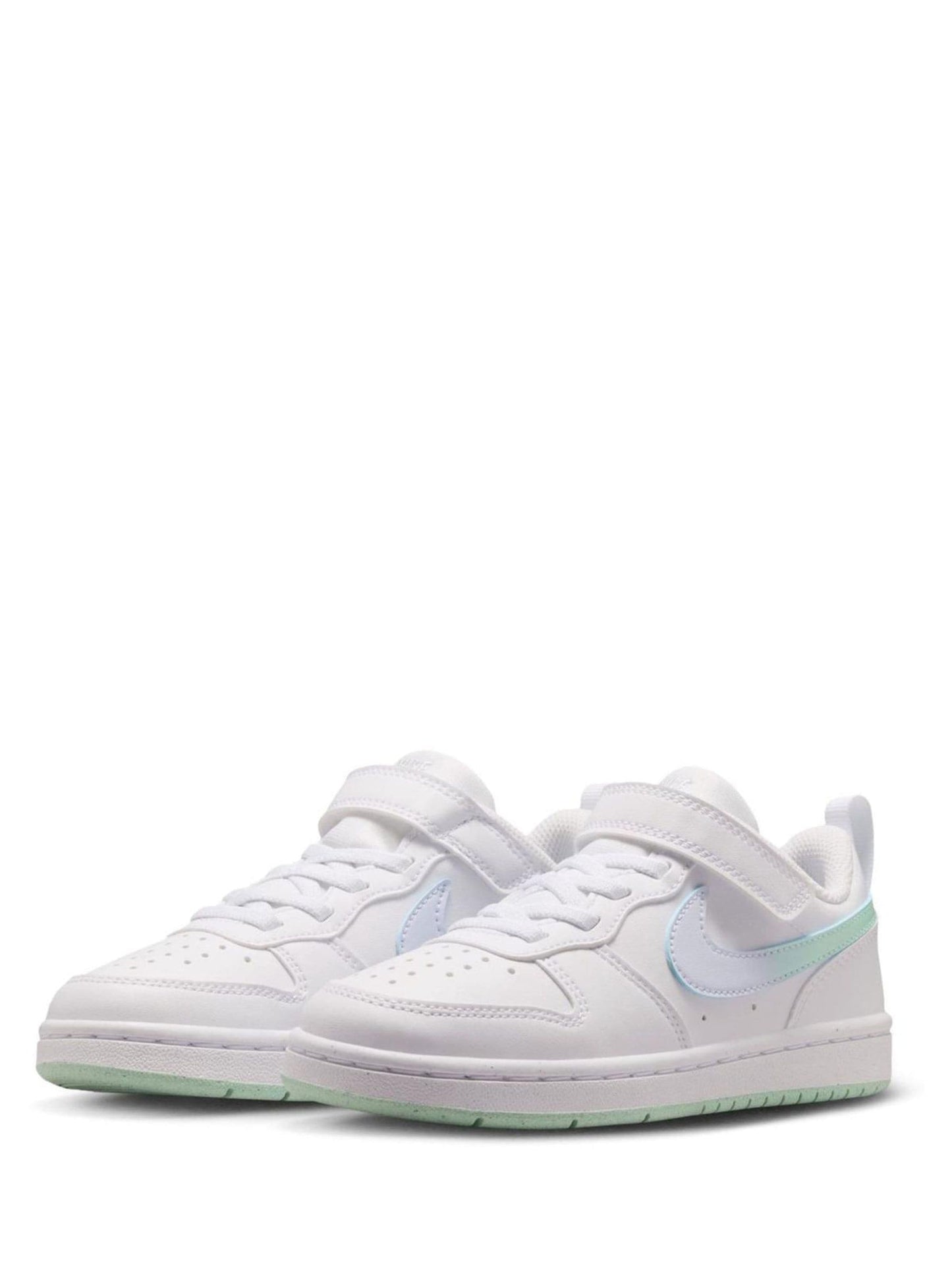 Nike White Arctic Green Junior Court Borough Low Trainers image 2