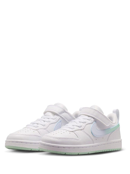 Nike White Arctic Green Junior Court Borough Low Trainers image 2