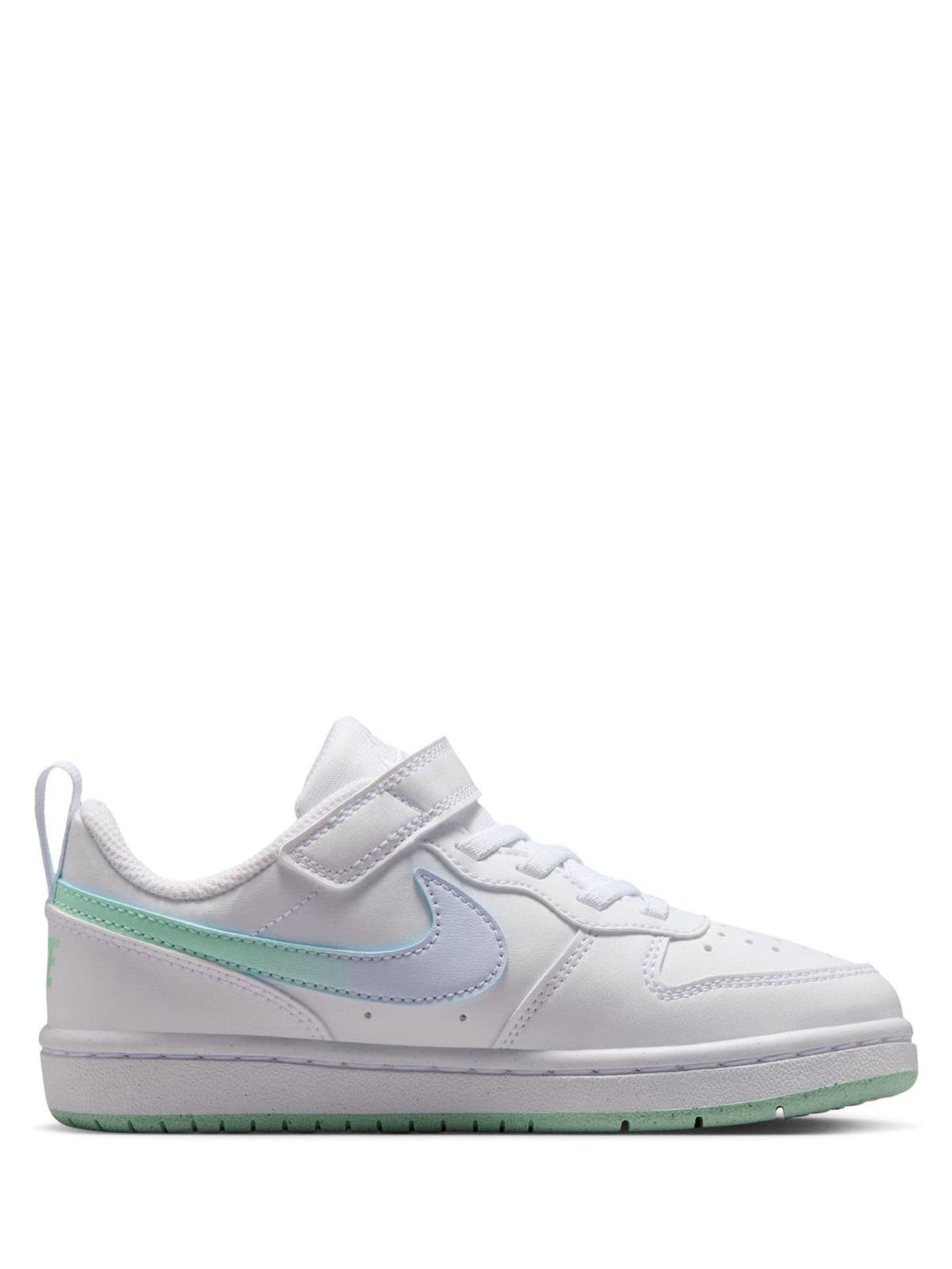 Nike White Arctic Green Junior Court Borough Low Trainers image 3